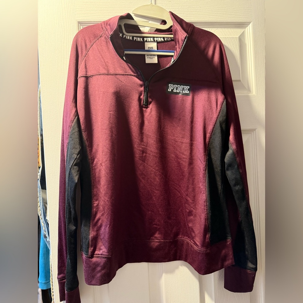 PINK Victoria's Secret Purple and Black Zip-Up Sz L Excellent Condition